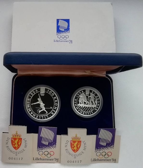 Норвегія набір 50+100 крон 1993р. СРІБЛО. ПРУФ. Олімпійські ігри.