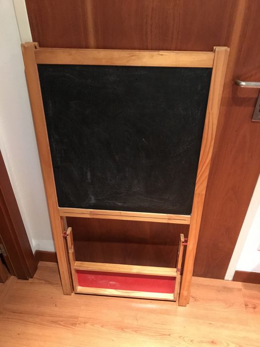 Quadro ardosia e flip chart com tripe madeira