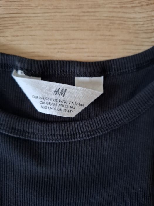 3 topy 164 XS H&M Pull&Bear czarne koszulka bawełna