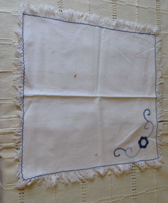 Napperons antigos de linho com 120 anos - Conjunto de 5 Napperons