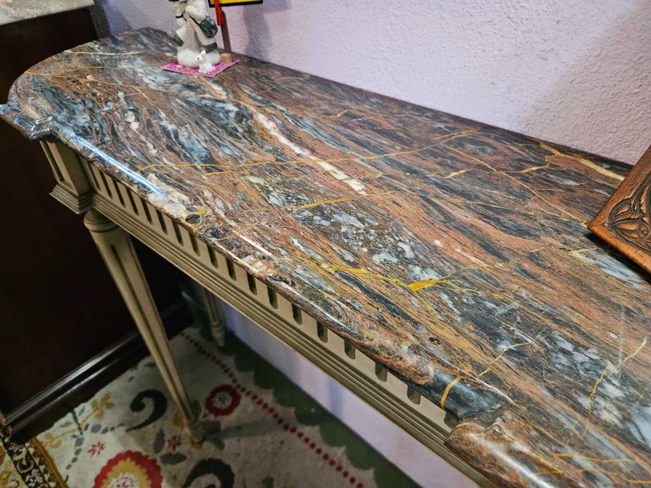 Consola em madeira e pedra - Bom estado geral