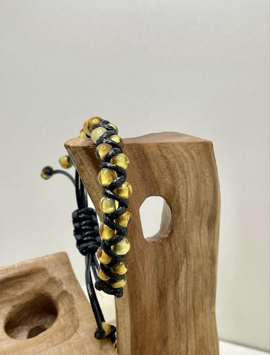 Bransoletka bursztyn naturalny pleciona regulowana