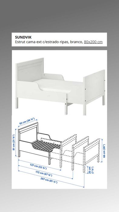 Cama criança extensível, colchão e móvel. OFERTA: Camiseiro