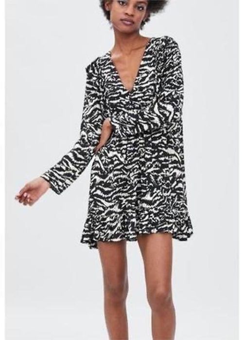 Zara сукня міні принт зебра довгий рукав Xl