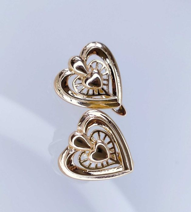 Kolczyki pozłacane serduszka stal chirurgiczna Xuping 18K