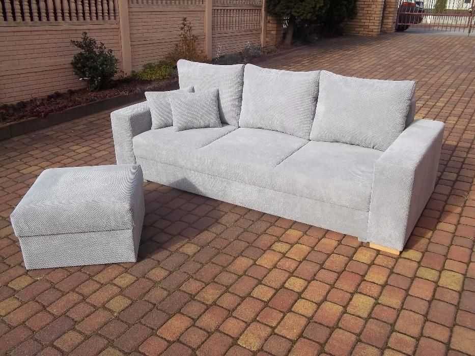 Sofa/narożnik z dostawianą pufą//szeroka pow spania na sprężynach