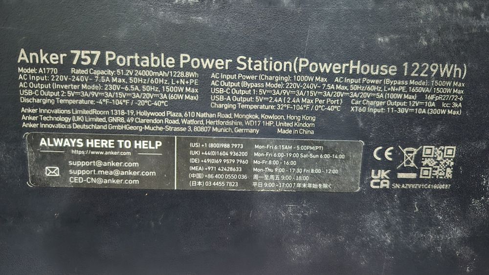 Зарядная станция Anker 757 Нерабочая встречное напряжение