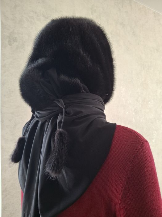 Капор-косинка норковий сірий