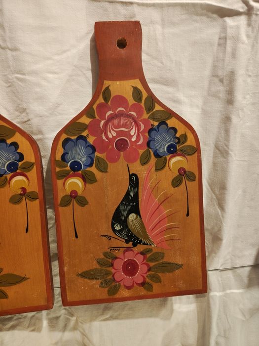 3 Rosyjskie deski do krojenia w stylu folk art vintage