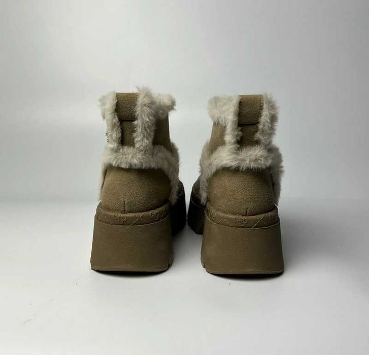 Oryginalne botki GUESS zamszowe futerko platforma 35 nowe
