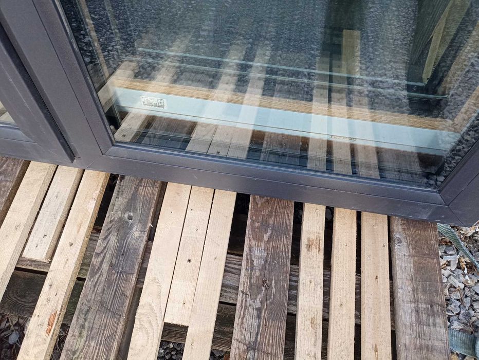 Okno pcv tarasowe 178/215 czarne trzy szybowe