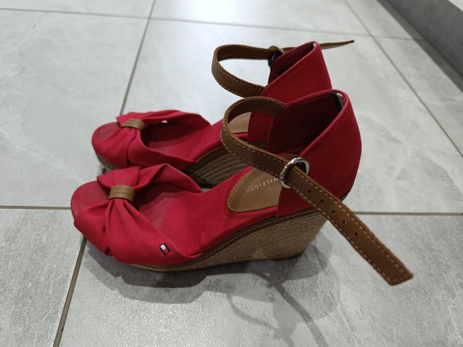 Sandały koturny espadryle Tommy Hilfiger r36 czerwone