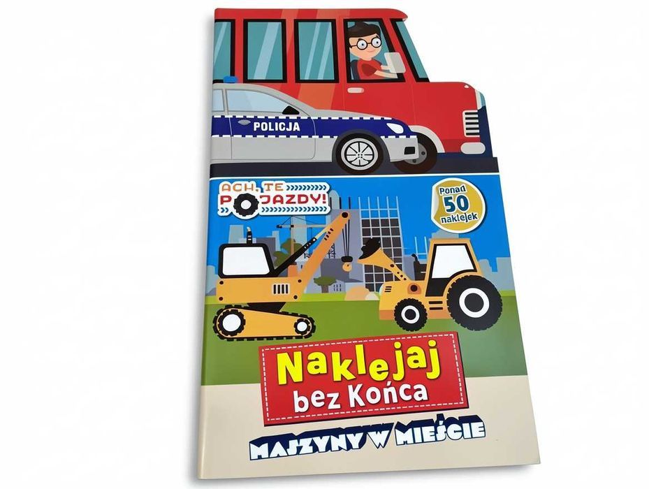 D069 Książeczka Edukacyjna Naklejaj Bez Końca Maszyny W Mieście Naklej