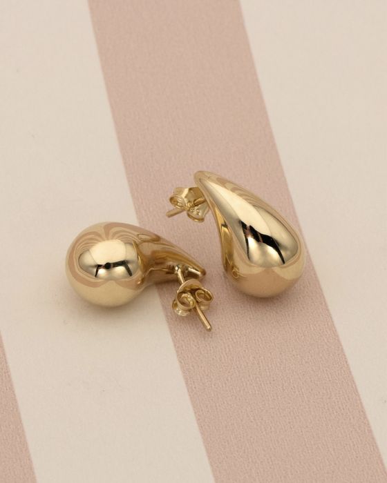 Złote kolczyki 585 krople, łezki sztyft, wkrętki 20mm, nowe