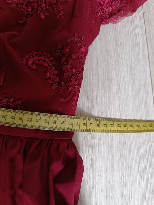 Suknia bordowa koronka 38 czerwony balowa