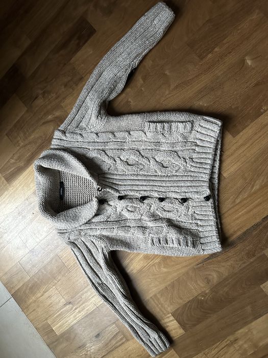 Sweter George beżowy zapinany 110 - 116 z domieszką wełny