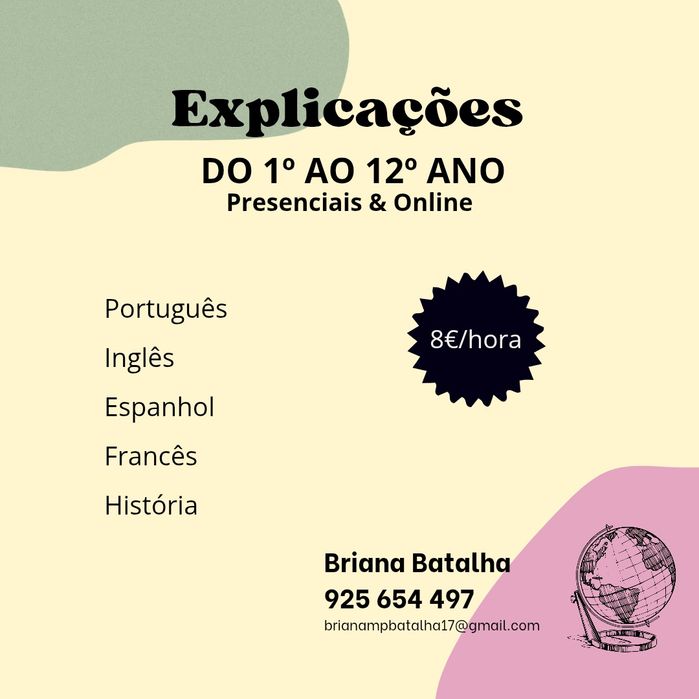 Explicações Presenciais e Online- Zona Vila Franca de Xira