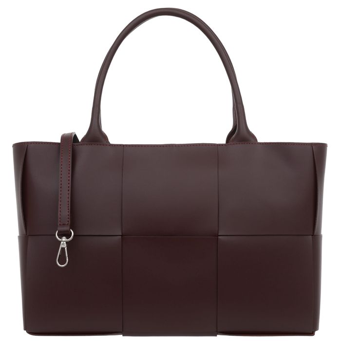 VERA PELLE torebka skórzana pleciona z paskiem V623 c.bordowa