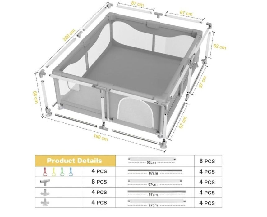 Kojec dla dzieci i niemowląt 200x180cm NOWY