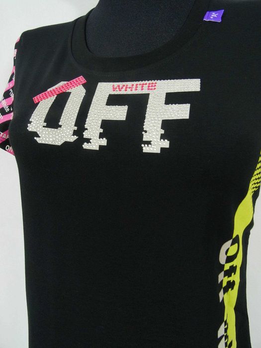 Damski t-shirt OFF WHITE cyrkonie rozm. L