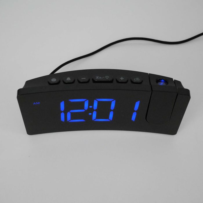 Zegar LED z projektorem LA-C337 - budzik, USB, wyświetlacz niebieski