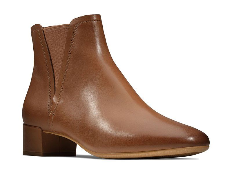 Clarks Botki damskie - Orabella Ruby, licowe - r 37 - Brązowe, Skóra