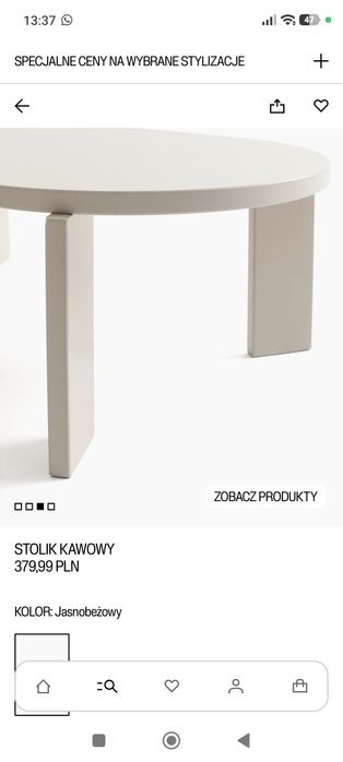 Stolik kawowy H&M kaszmir, beżowy