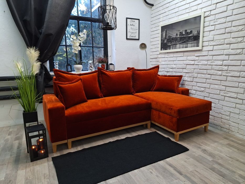 Narożnik Tokio sprężyny welur drewno