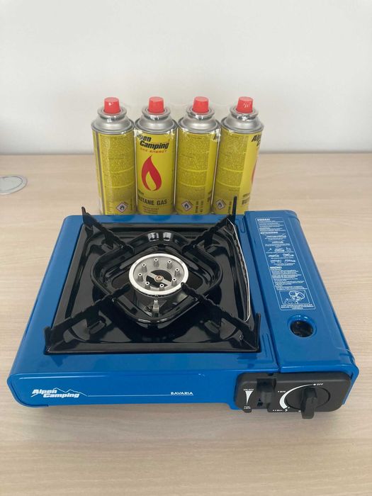 Turystyczna kuchenka gazowa niebieska