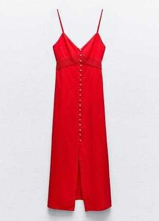 Zara платье льняное, сарафан