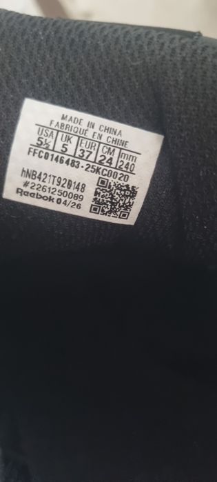 Nowe buty Reebok czarne r. 37 z metką