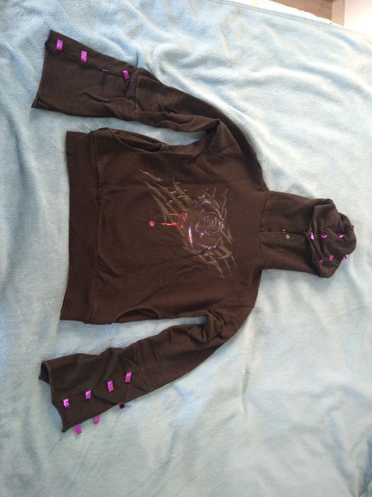 czarna bluza z kapturem róża goth emo alternative