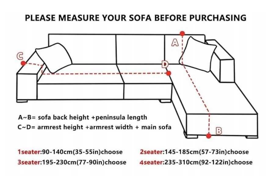 Elastyczny pokrowiec na narożnik L 1+2 (2 części) + 2 poszewki 40×40