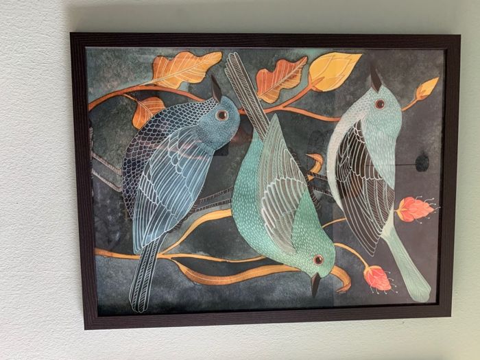 Conjunto de 3 Quadros Estilo Nórdico – Pássaros e Árvores Outonais