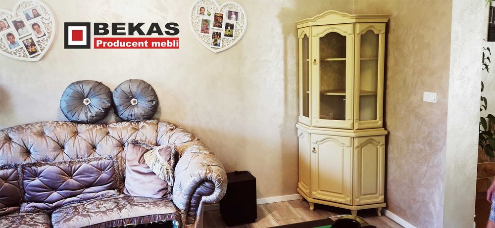 Biała Witryna Narożna Stół Komoda Dąb Biały Bekas Stylowe Meble