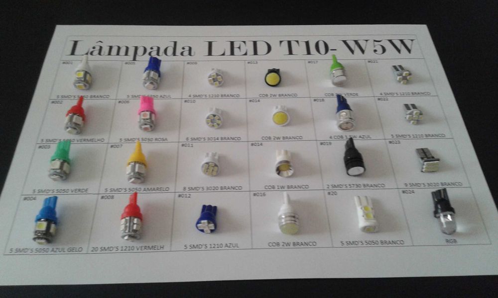 Led T10-W5W varias cores (NOVAS) [Novo Preço] a partir de