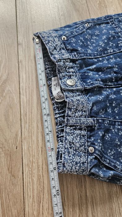 Jeansy Zara cullotte szerokie spodnie w kwiatuszki regulacja w pasie