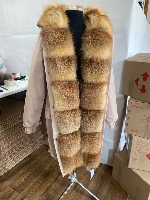 Женская зимняя парка куртка с натуральным мехом степной лисы, 42-60 рр