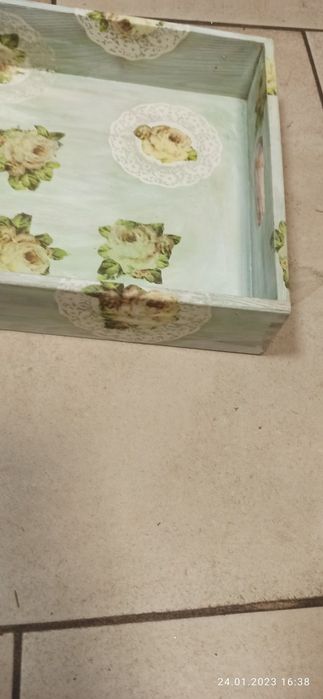 Taca drewniana decoupage