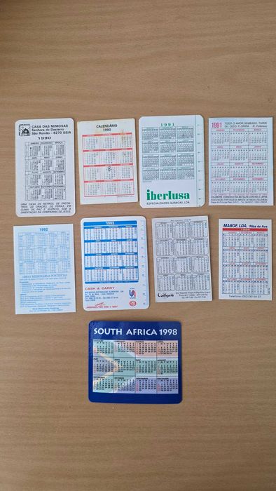 9 Calendários anos 90