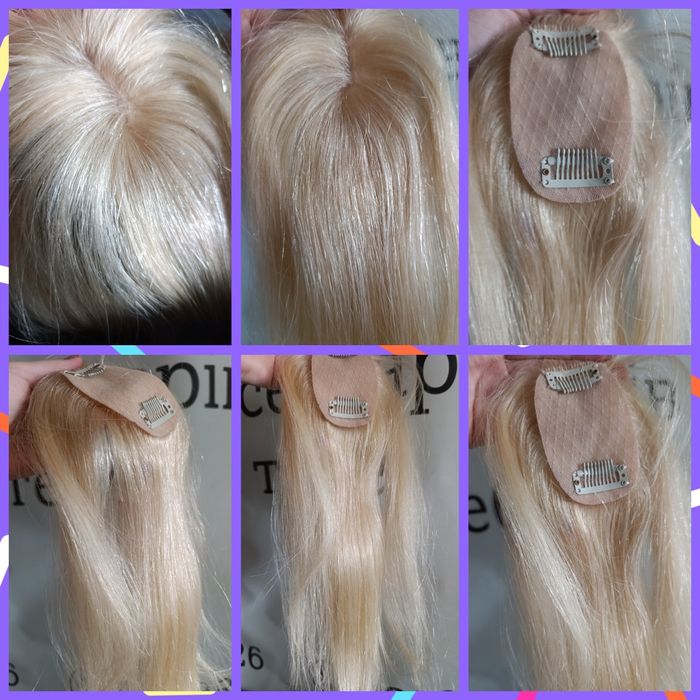 Натуральні 100% волосся накладки на макушку на заколках