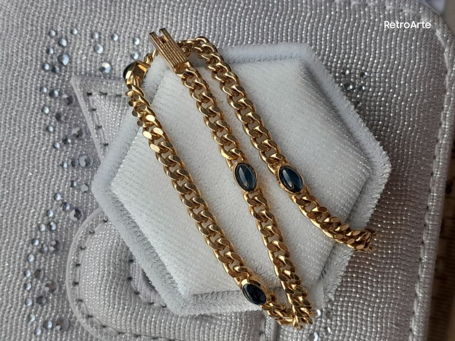 Retro Bransoletka  8.3g Złoto 585 Szafiry Nat. WYCENA