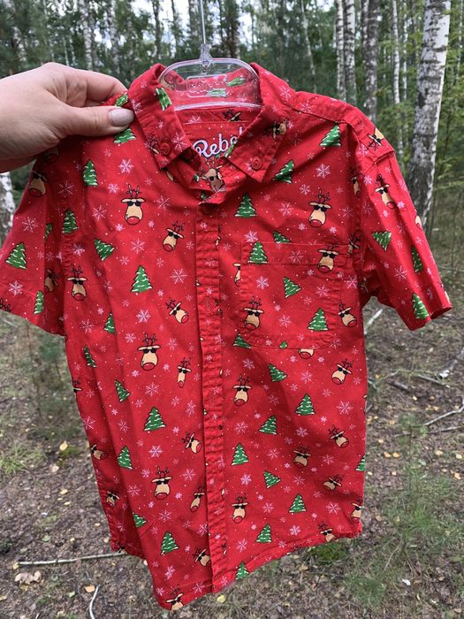 Яркая новогодняя рубашка на 5-6 лет