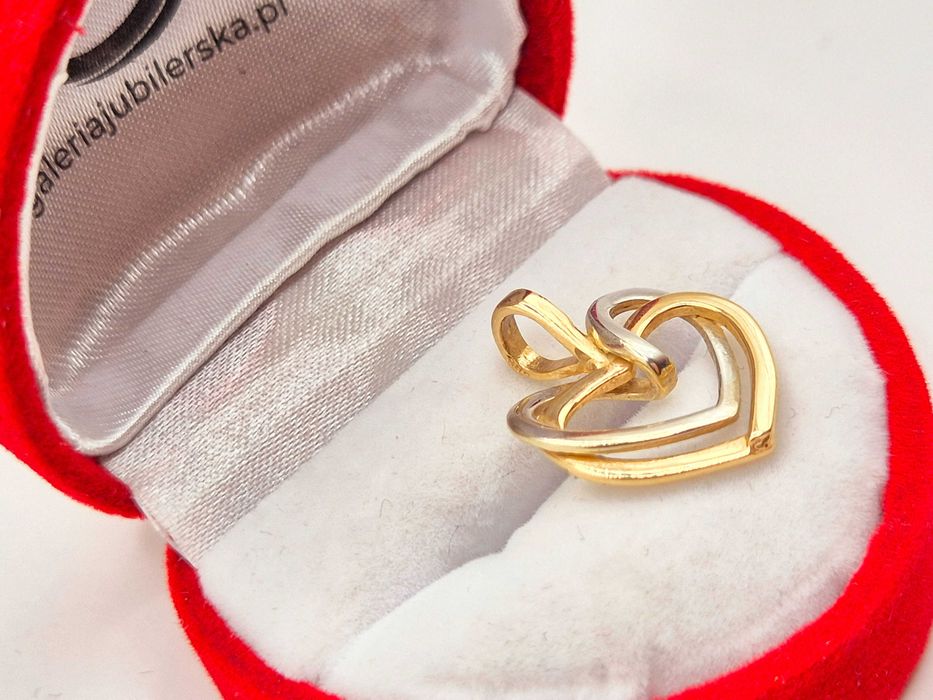 Złota zawieszka Serce 585 (14K) Serduszko Dwa Serca