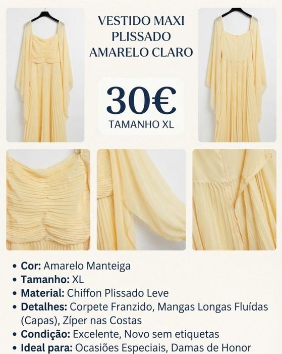 Vestido cerimonia amarelo manteiga