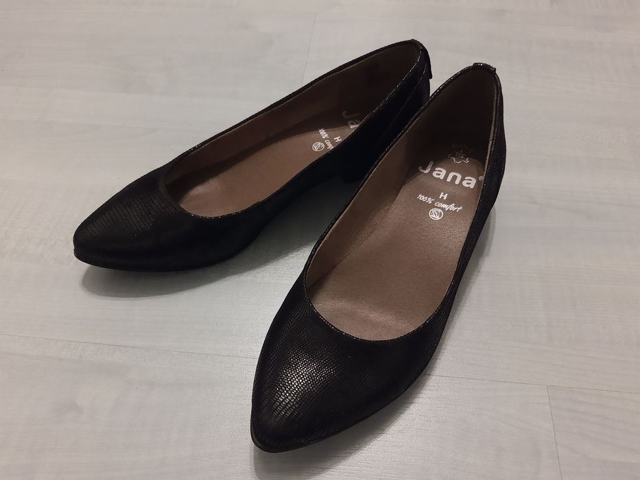 Buty skórzane, czółenka na słupku Jana rozm. 37