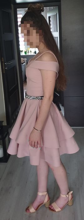 Sukienka wesele/komers rozm. 34 xs pudrowy róż