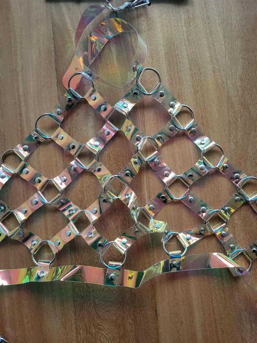 Conjunto Top Holográfico + Luvas Prateadas (NOVOS) - Katy Perry