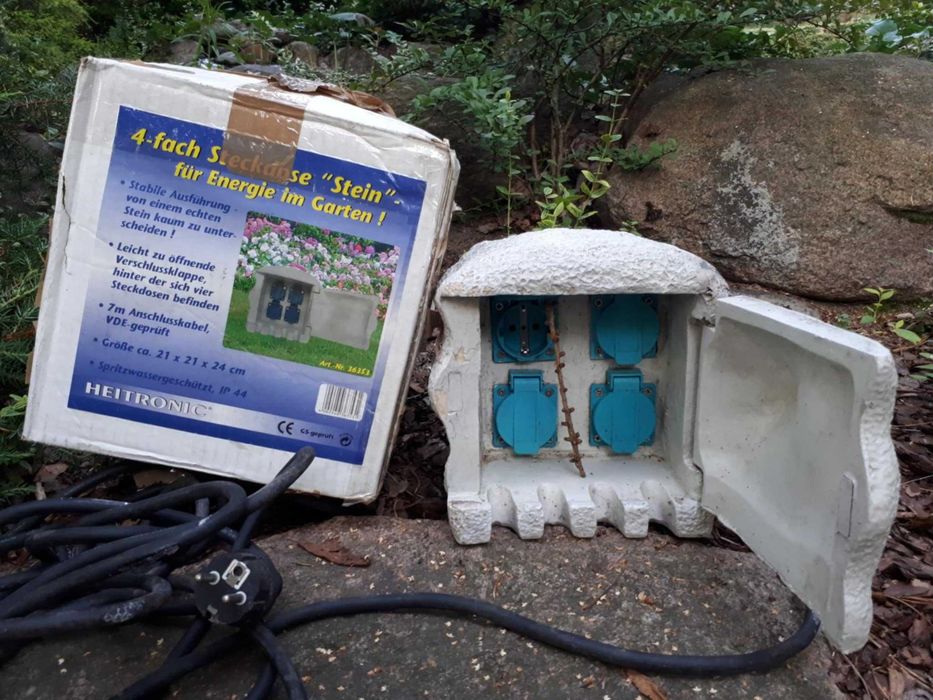 Rozdzielacz Ogrodowy Heitronic 36353 4 Gniazda imitacja kamienia IP44 NOWY