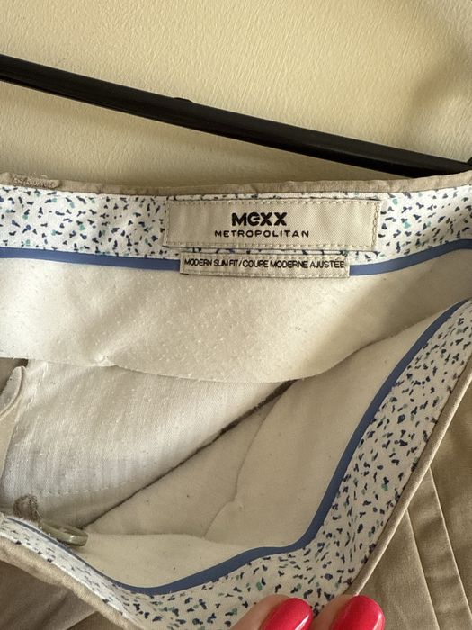 Spodnie bawełniane beżowe Mexx Metropolitan Modern Slim Fit